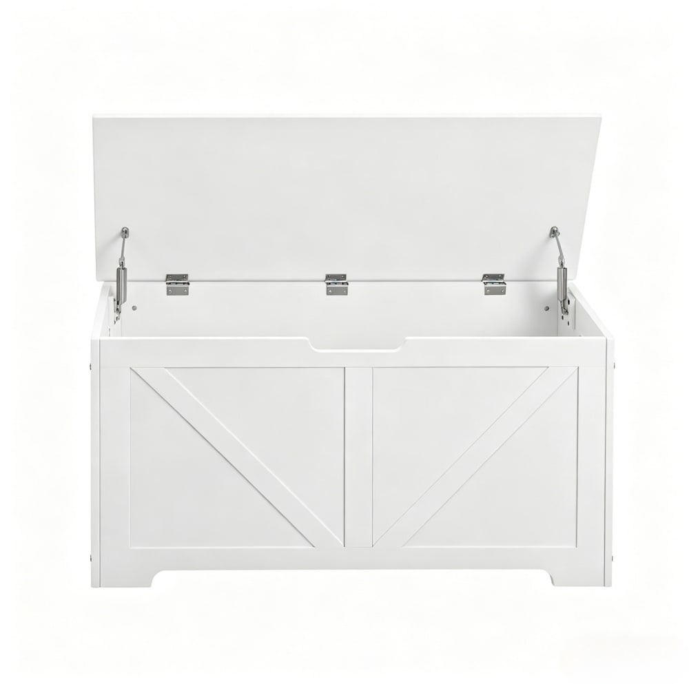 Banc à chaussures en bois avec rangement blanc 100x40x47 cm