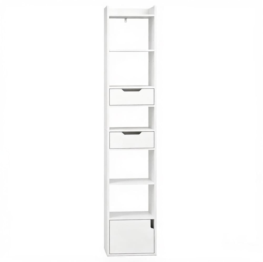 Étagère de rangement en bois avec tiroirs blanche 33x181x24 cm