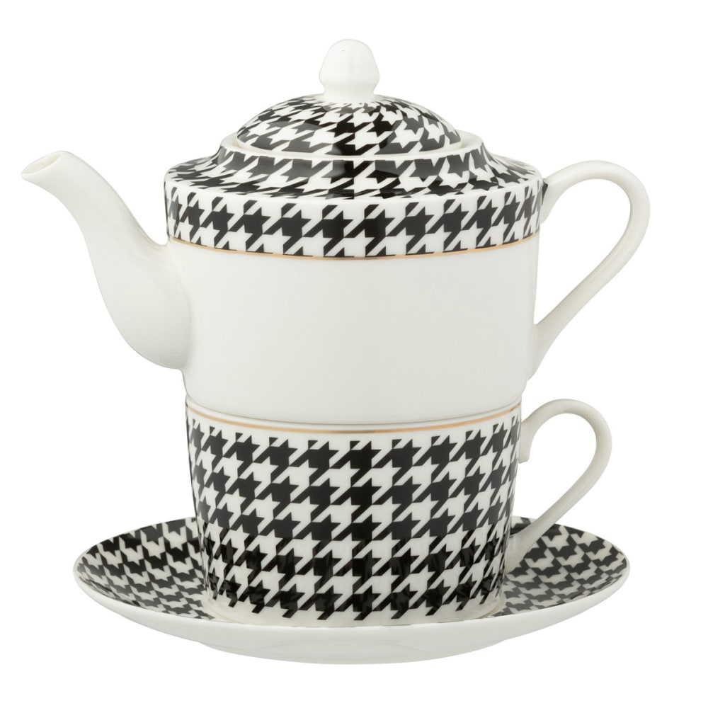 Théière égoïste pied-de-poule en porcelaine Théière égoïste pied-de-poule en porcelaine