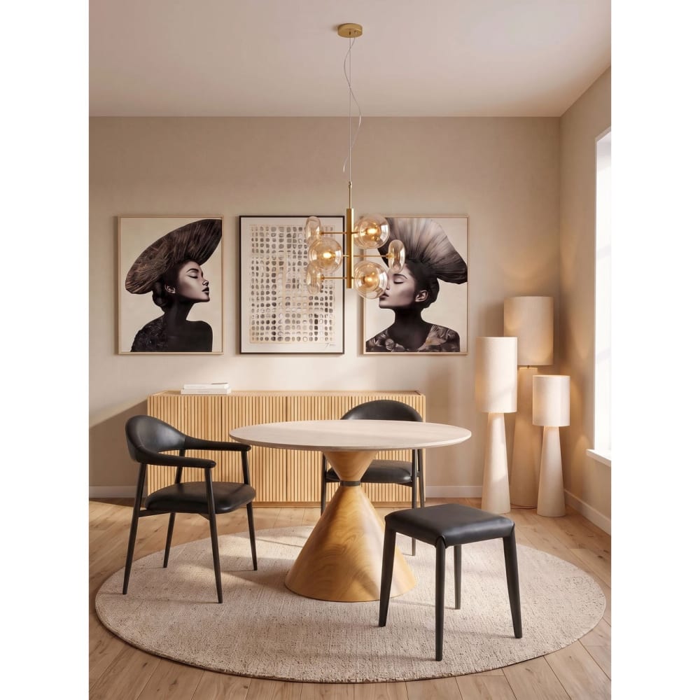 Hocker in Leder-Optik und Stahlgestell, schwarz - Maisons Du