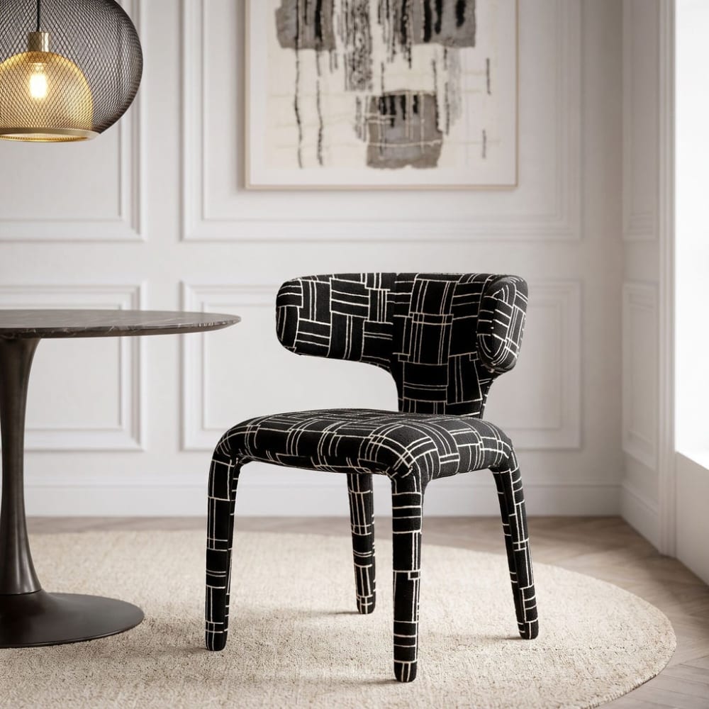 Stuhl mit geometrischem Muster, schwarz - Maisons Du Monde