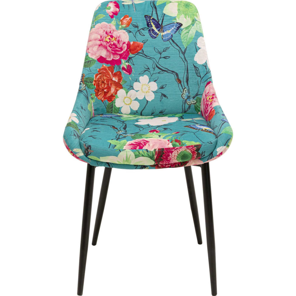 Stuhl mit Blüten-Muster, blau - Maisons Du Monde