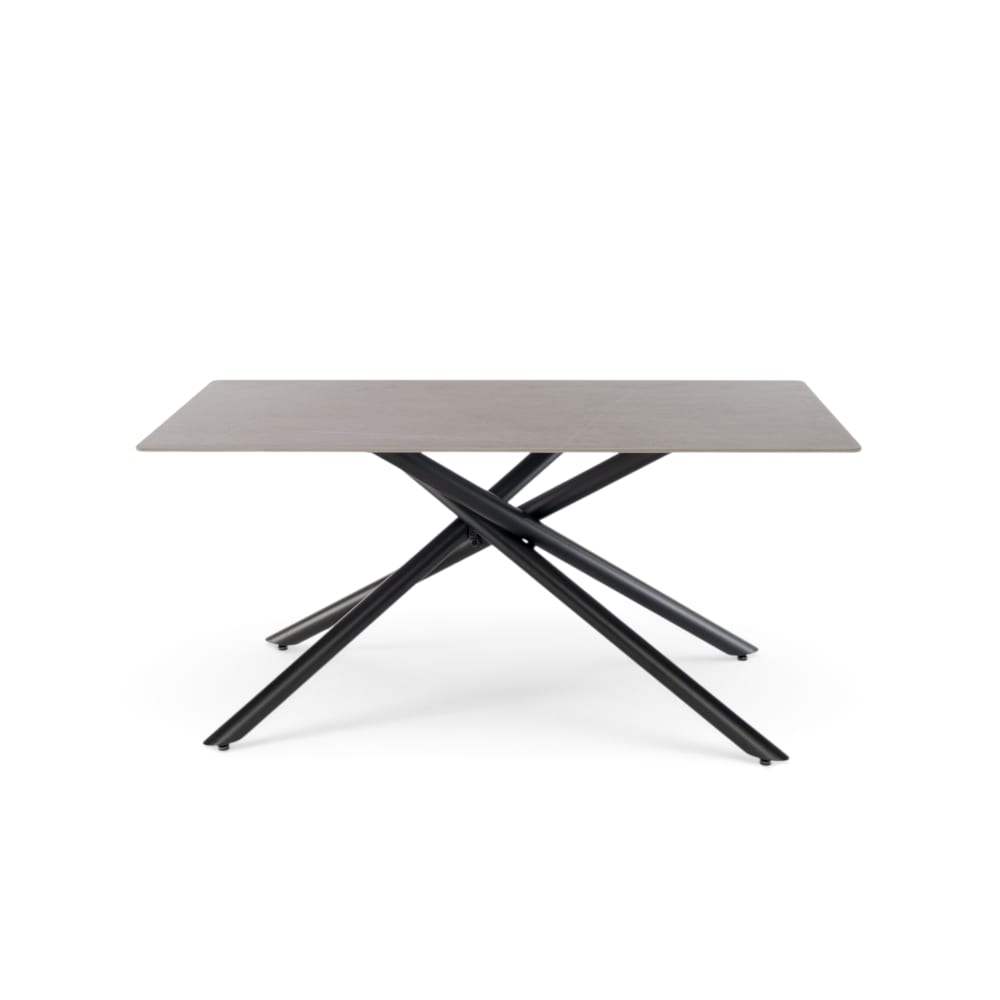 Keramiktisch graue Steinoptik mit X-Gestell Anthrazit 160 cm -