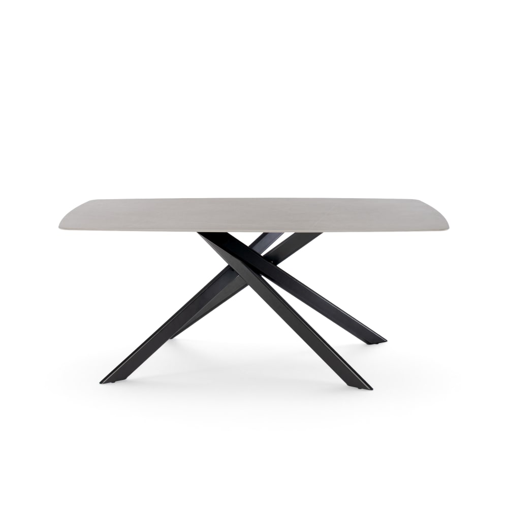 Keramiktisch graue Steinoptik mit X-Gestell Anthrazit 180 cm -