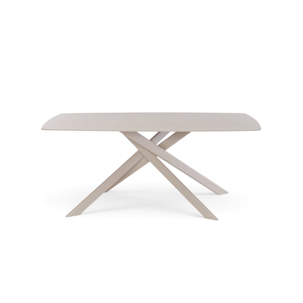Keramiktisch Travertin-Optik mit X-Gestell Beige 180 cm - Maisons