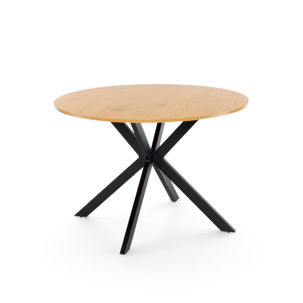Konte.Design Runder Tisch Eiche-Laminat mit X-Gestell Anthrazit Ø110 cm style modern Braun Holz
