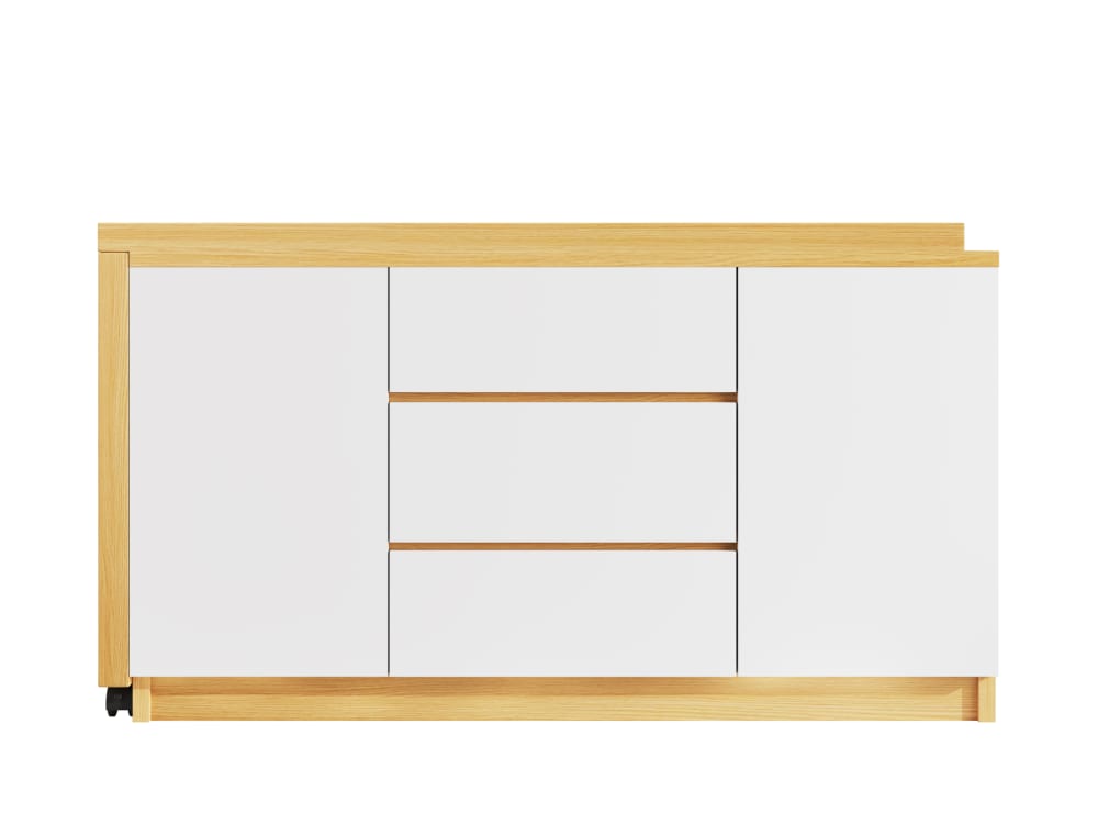 Bureau pliant avec 3 tiroirs, blanc et chêne 120x50x76,5 cm