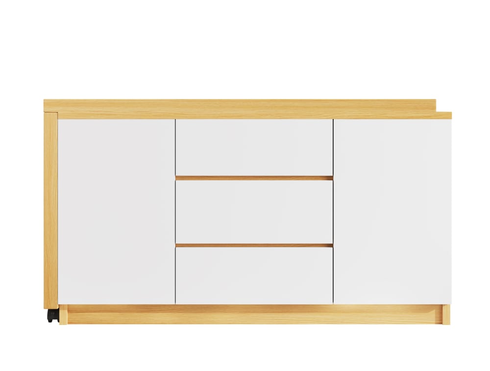 Bureau pliant avec 3 tiroirs, blanc et chêne 120x50x76,5 cm