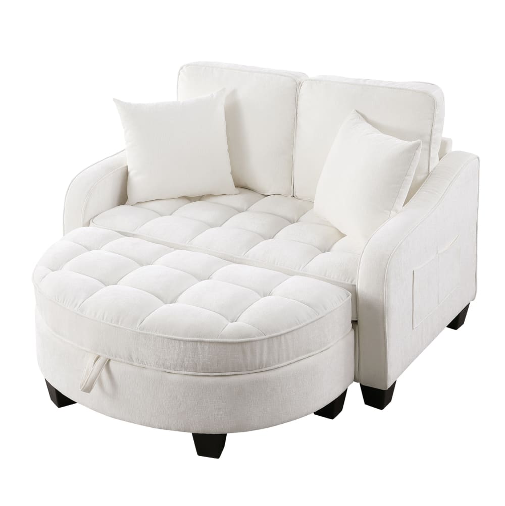 Canapé convertible relax 2 en 1 avec rangement, 132x129x93 cm, beige