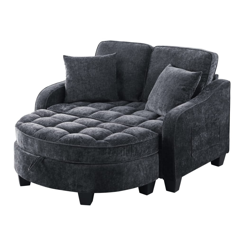 Canapé convertible relax 2 en 1 avec rangement, 132x129x93 cm, noir
