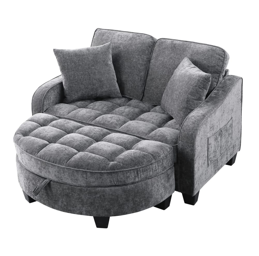 Canapé-lit 2 en 1 avec rangement, 132x129x93 cm, gris foncé