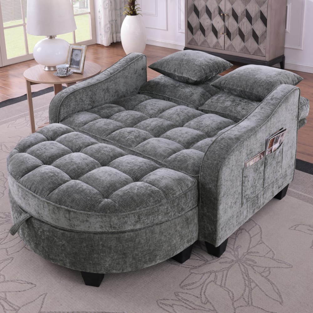 2-in-1 Sofa-Bett mit Stauraum, 132x129x93 cm, Dunkelgrau -