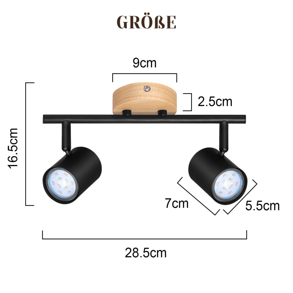 Spot de plafond en fer noir 28.5x9x16.5cm gu10 — vue 4