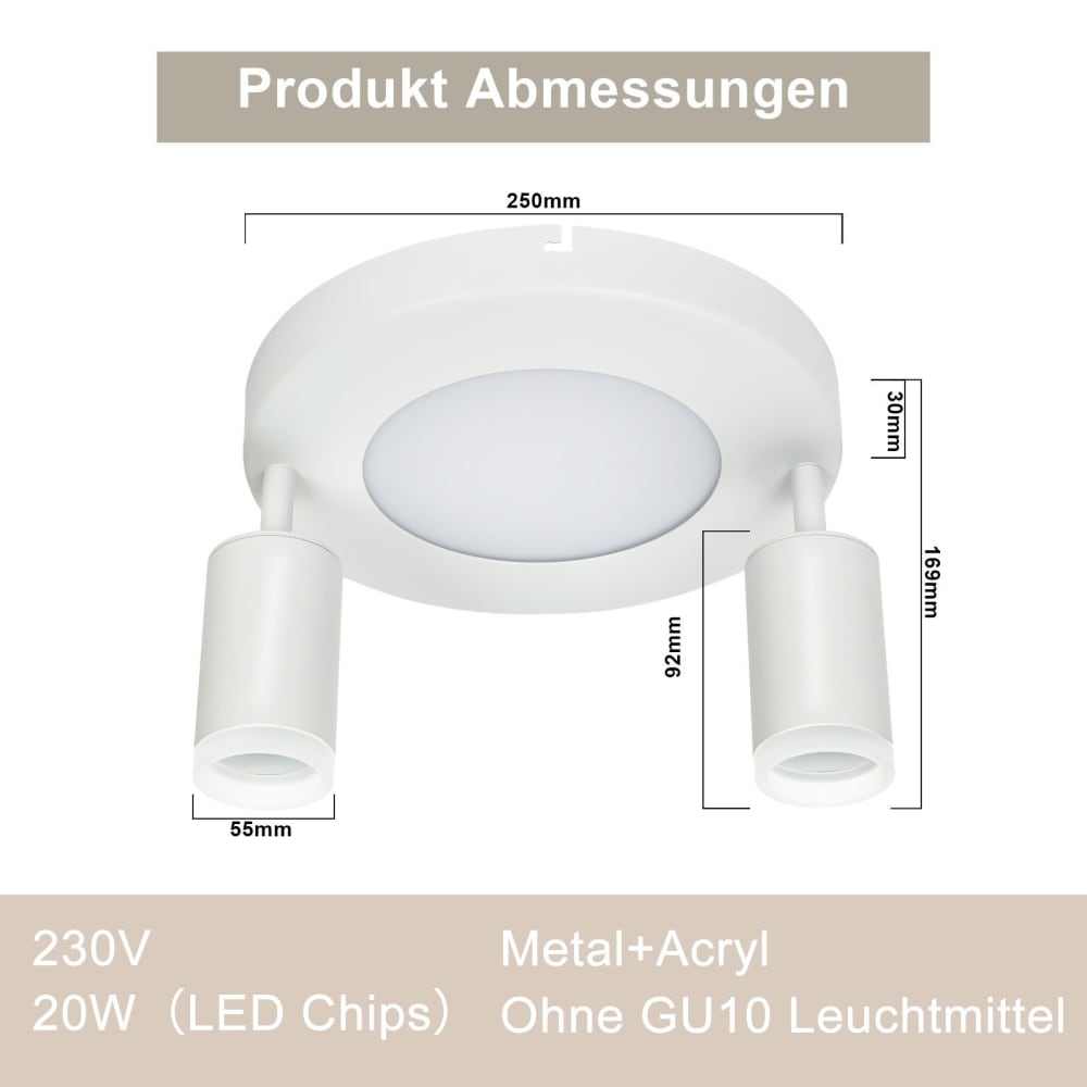Spot de plafond en fer blanc 25x25x16.9cm gu10 — vue 4