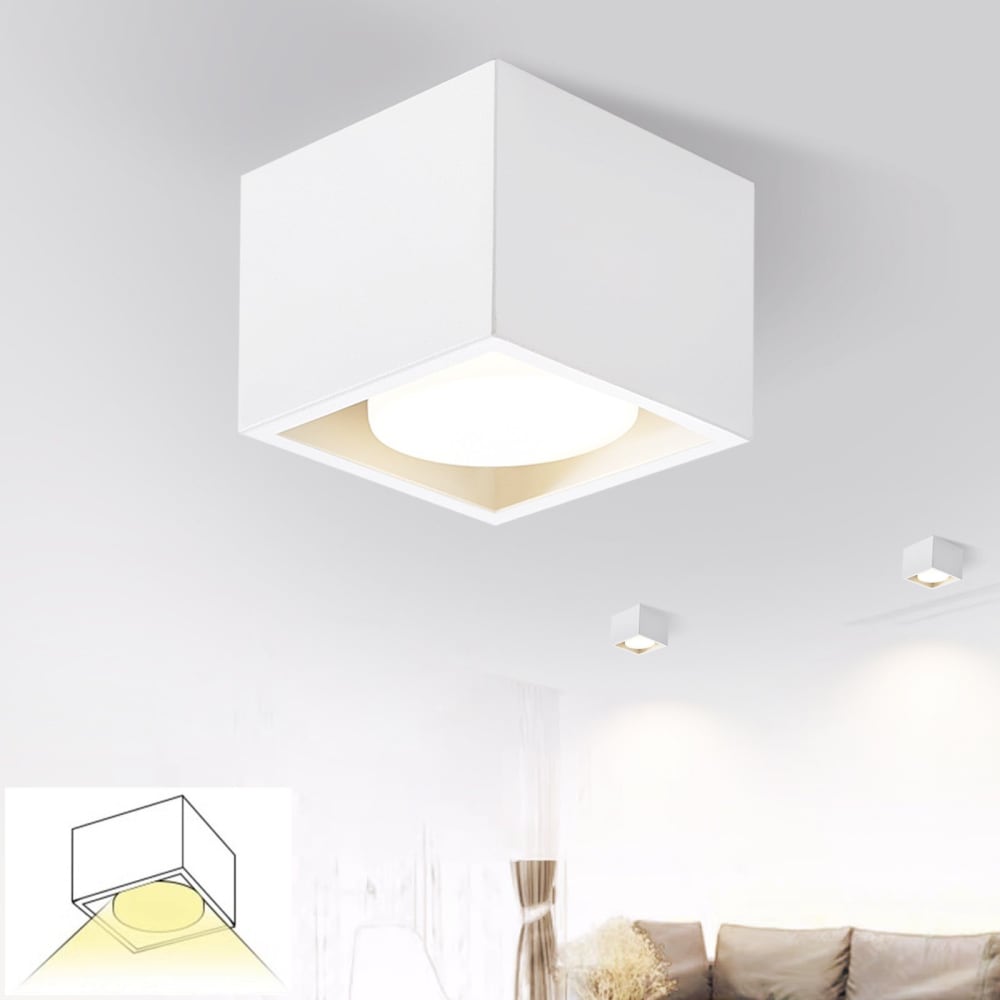 Spot de plafond en fer blanc 10x10x8cm — vue 3
