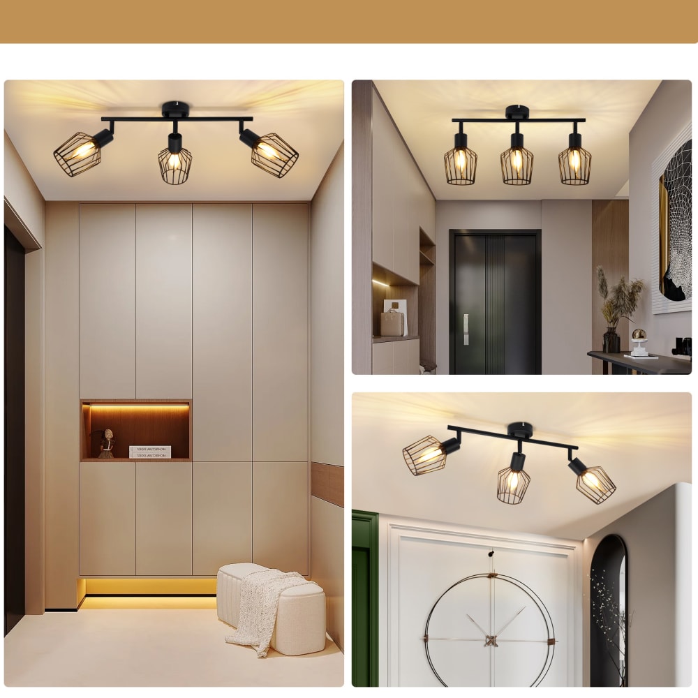 Spot de plafond en fer noir 42.5x24x10cm e14 — vue 4