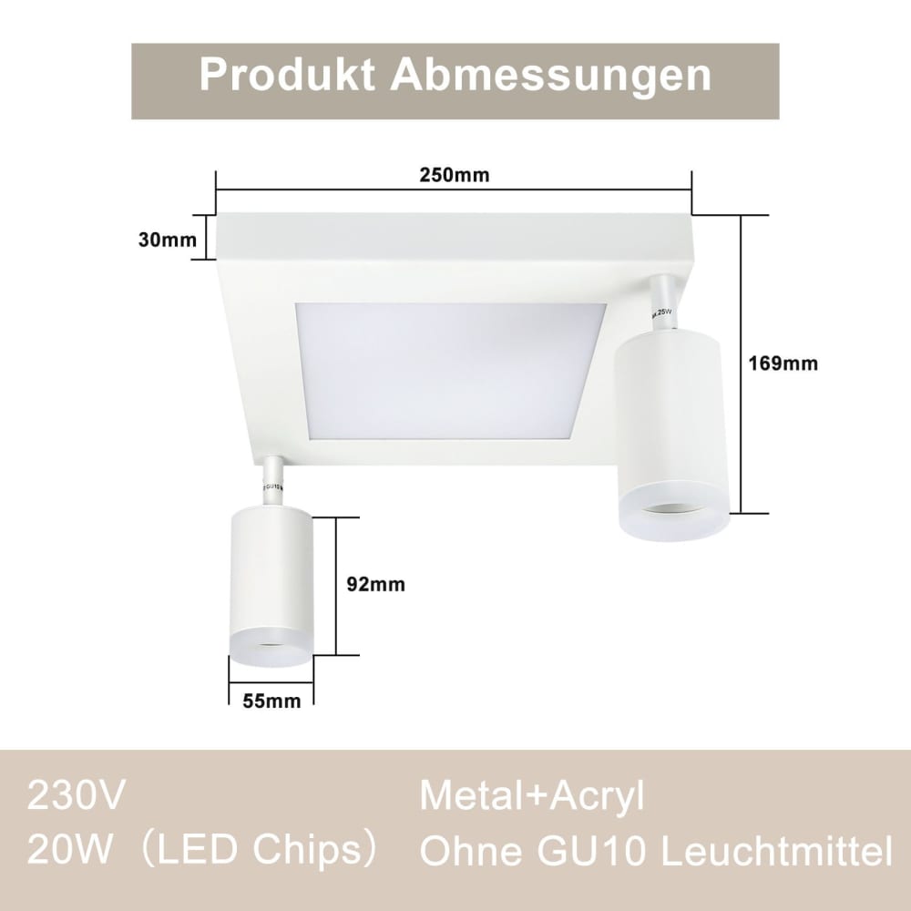 Spot de plafond en fer blanc 25x8x16.9cm gu10 — vue 4