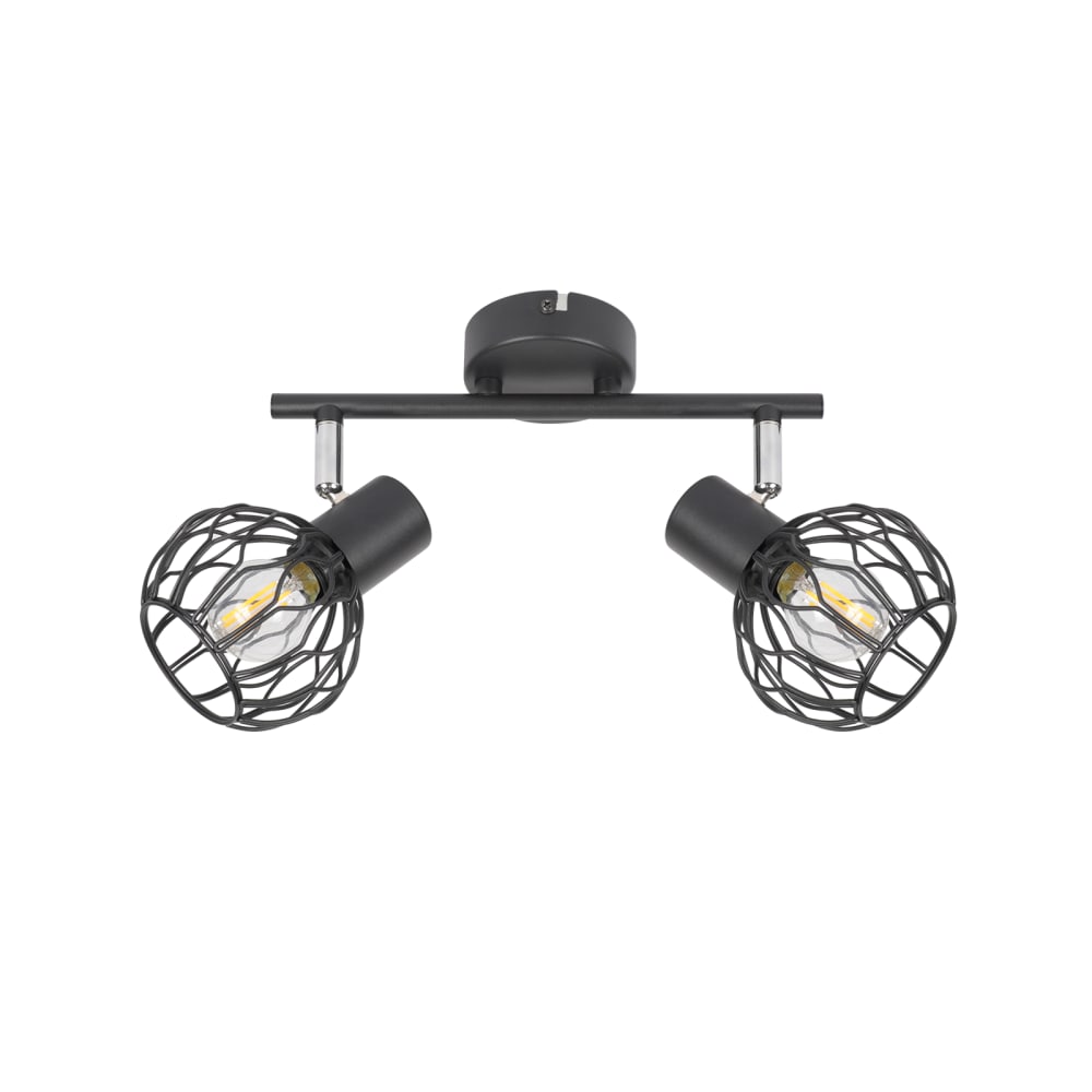 Spot de plafond en fer noir 25x10x18cm e14