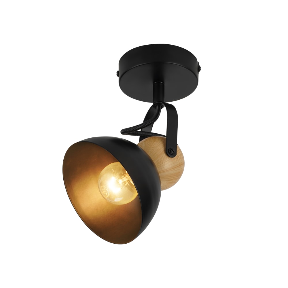 Spot de plafond en fer noir 18x12x15cm e27