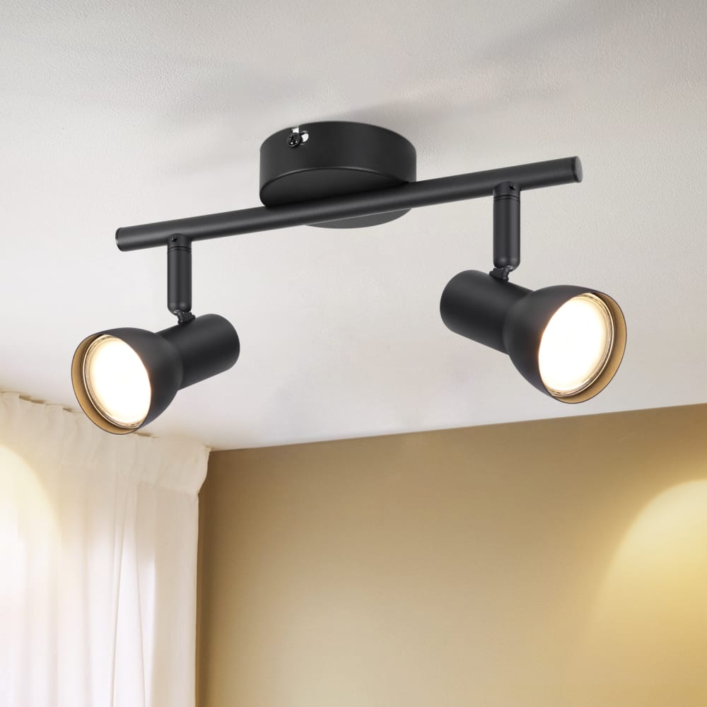 Spot de plafond en fer noir 25.5x8x15.5cm gu10 — vue 3
