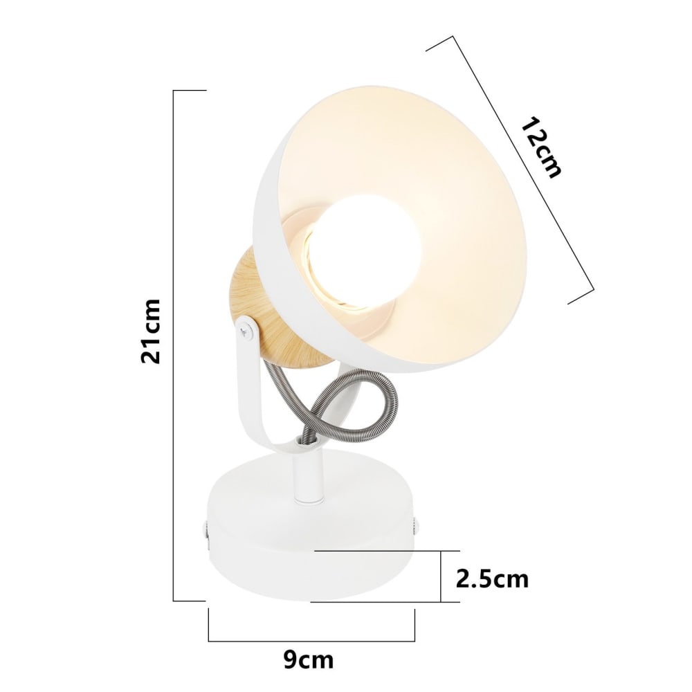 Spot de plafond en fer blanc 18x12x15cm e27 — vue 3