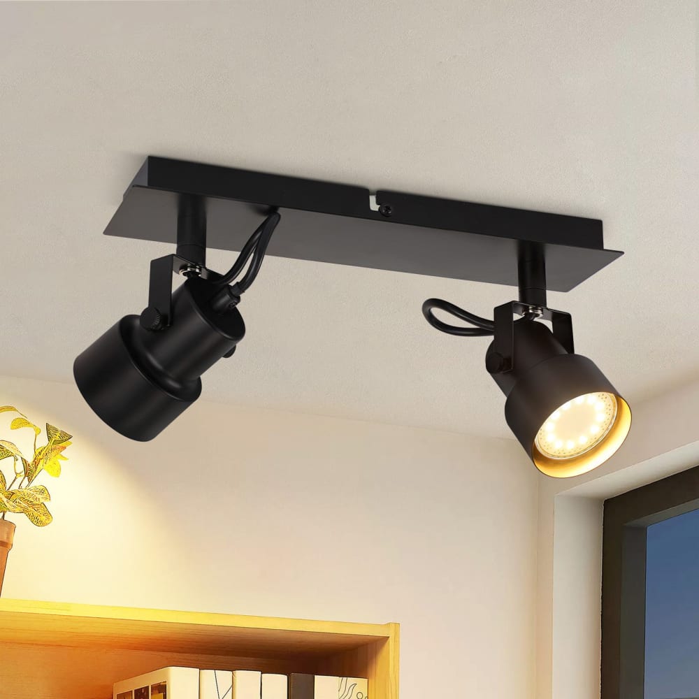Spot de plafond en fer noir 28x7x10.5cm gu10 — vue 3