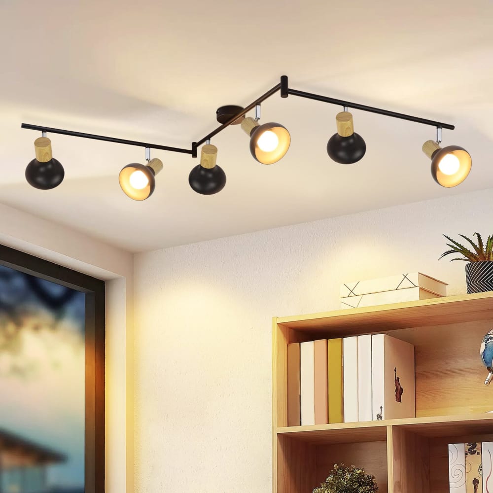 Spot de plafond en fer noir 17.5x11x150cm e14 — vue 3