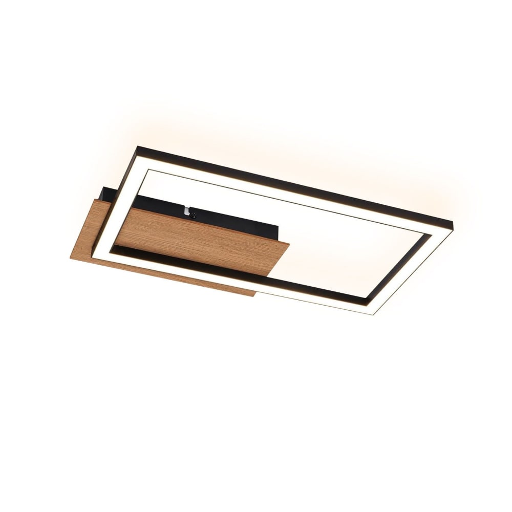 Plafonnier en fer aluminium noir 25.6x20.6x4.1cm led 3000k 12w