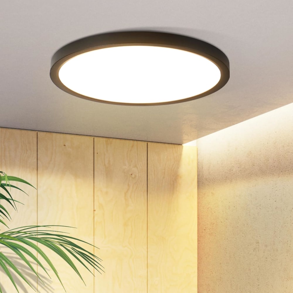 Plafonnier en pvc noir 18x18x2.4cm led 3000k 15w — vue 3