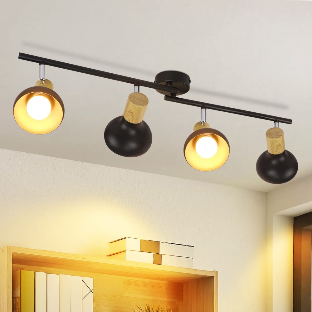 Spot de plafond en fer noir 70x11x15.5cm e14 — vue 3