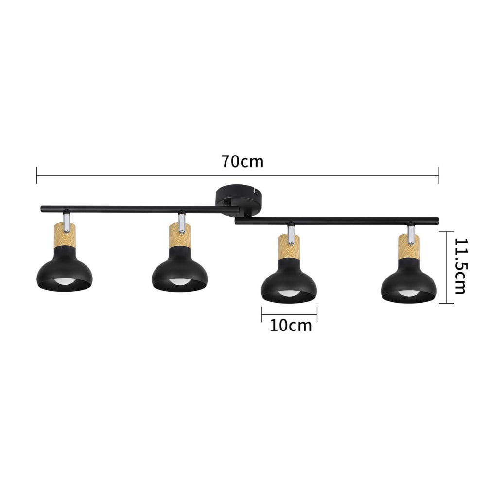 Spot de plafond en fer noir 70x11x15.5cm e14 — vue 4