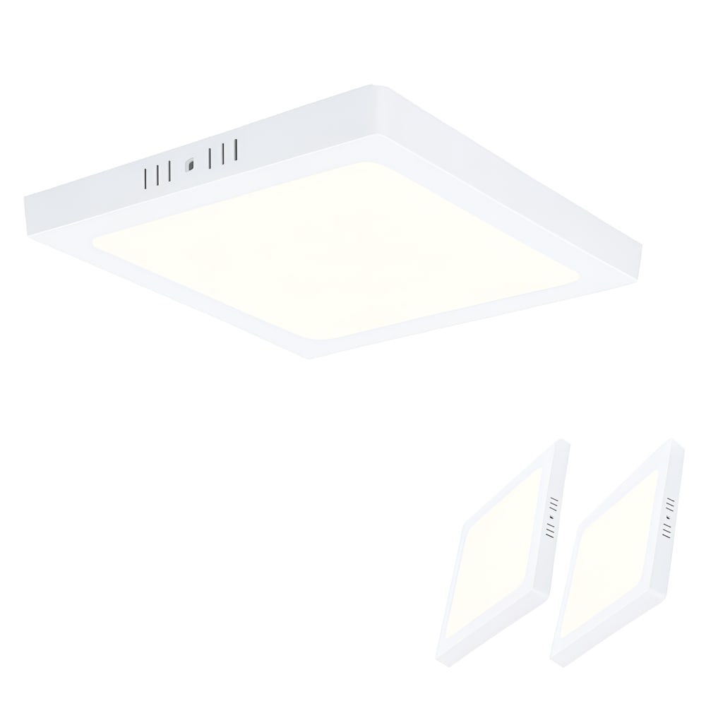 Plafonnier en plastique blanc 23x23x3cm led 4000k 18w