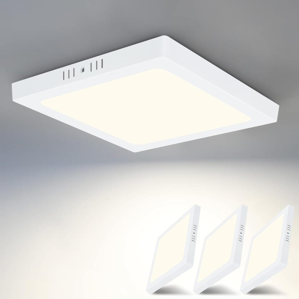 Plafonnier en plastique blanc 23x23x3cm led 4000k 18w — vue 3