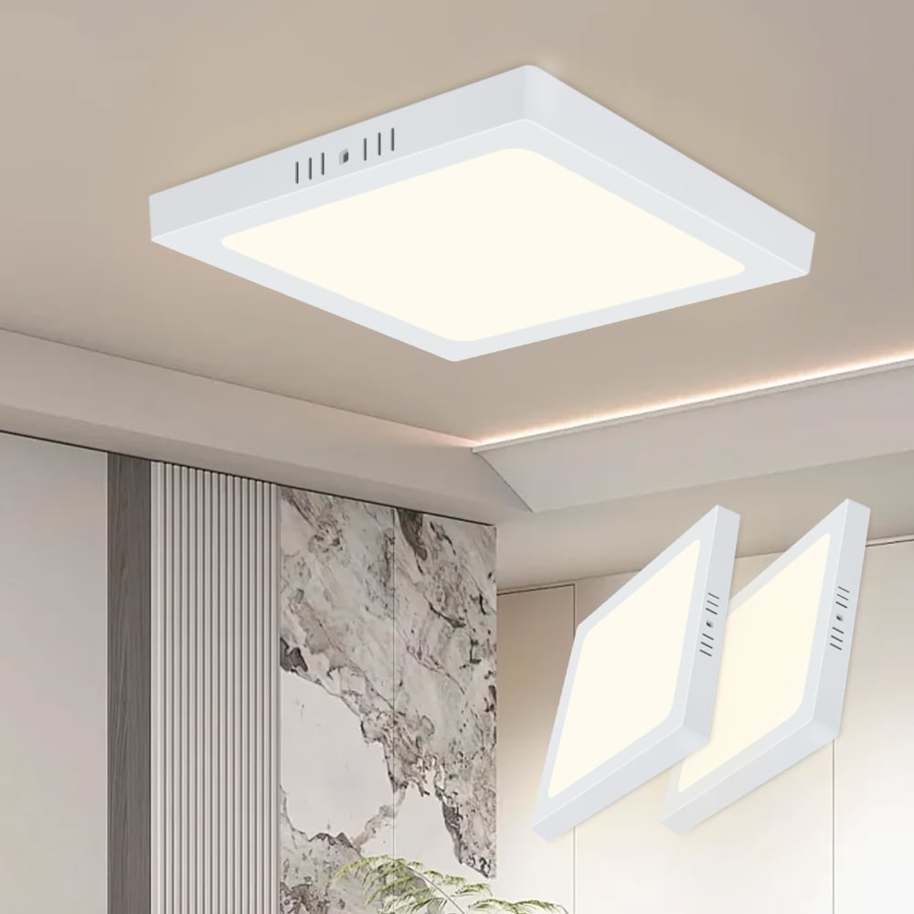 Plafonnier en plastique blanc 23x23x3cm led 4000k 18w — vue 4