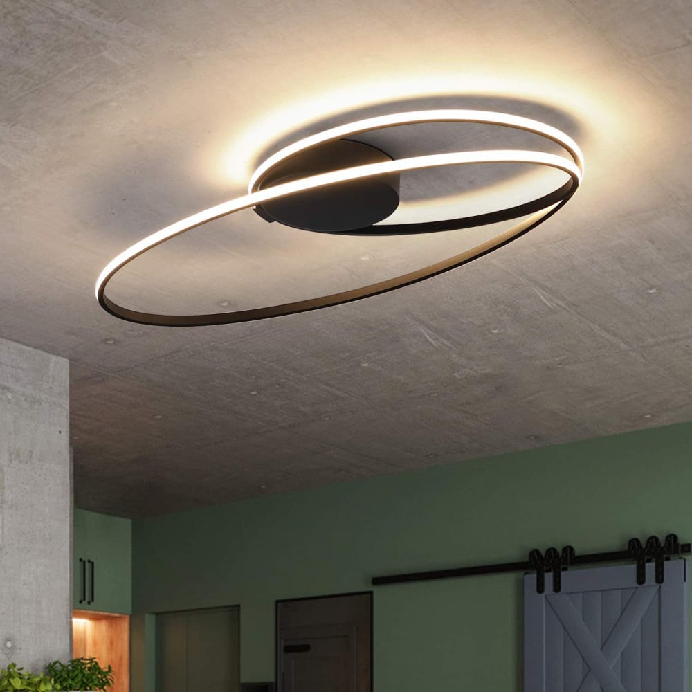 Plafonnier en aluminium noir 59.5x32x10cm led 3000k 36w — vue 3