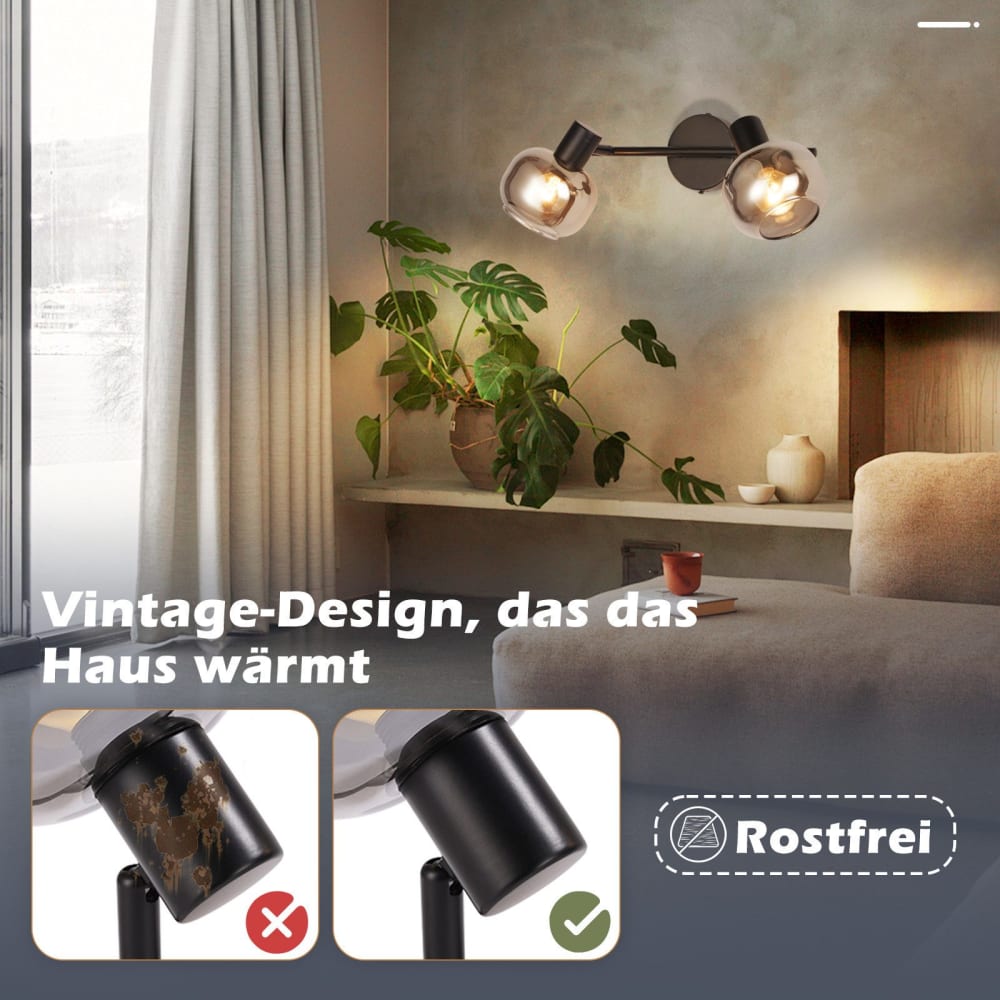 Spot de plafond en fer noir 30x20x19cm e14 — vue 4
