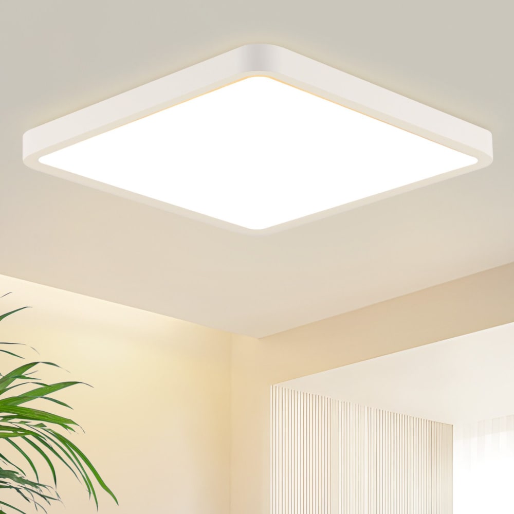 Plafonnier en plastique blanc 23x23x2.4cm led 3000k 18w — vue 3
