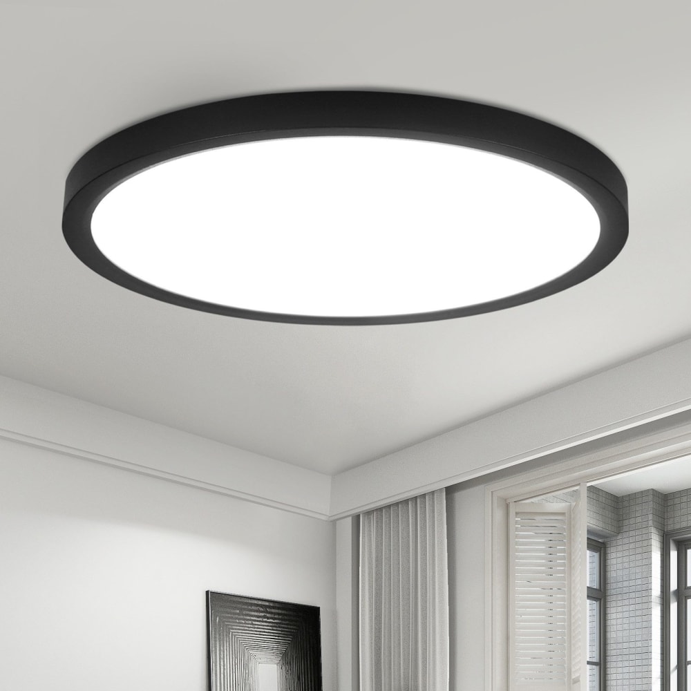 Plafonnier en pvc noir 30x30x2.4cm led 6000k 24w — vue 3