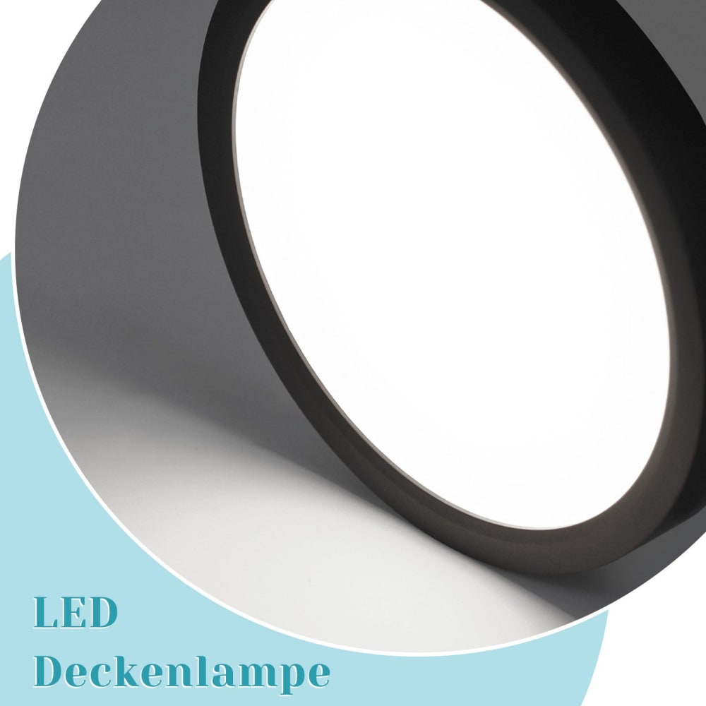 Plafonnier en pvc noir 30x30x2.4cm led 6000k 24w — vue 4