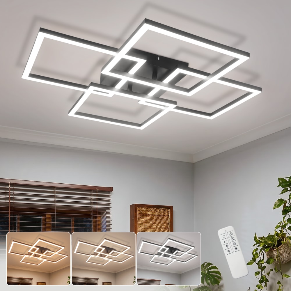 Plafonnier en plastique noir 58x58x7cm led intensité variable 43w — vue 3