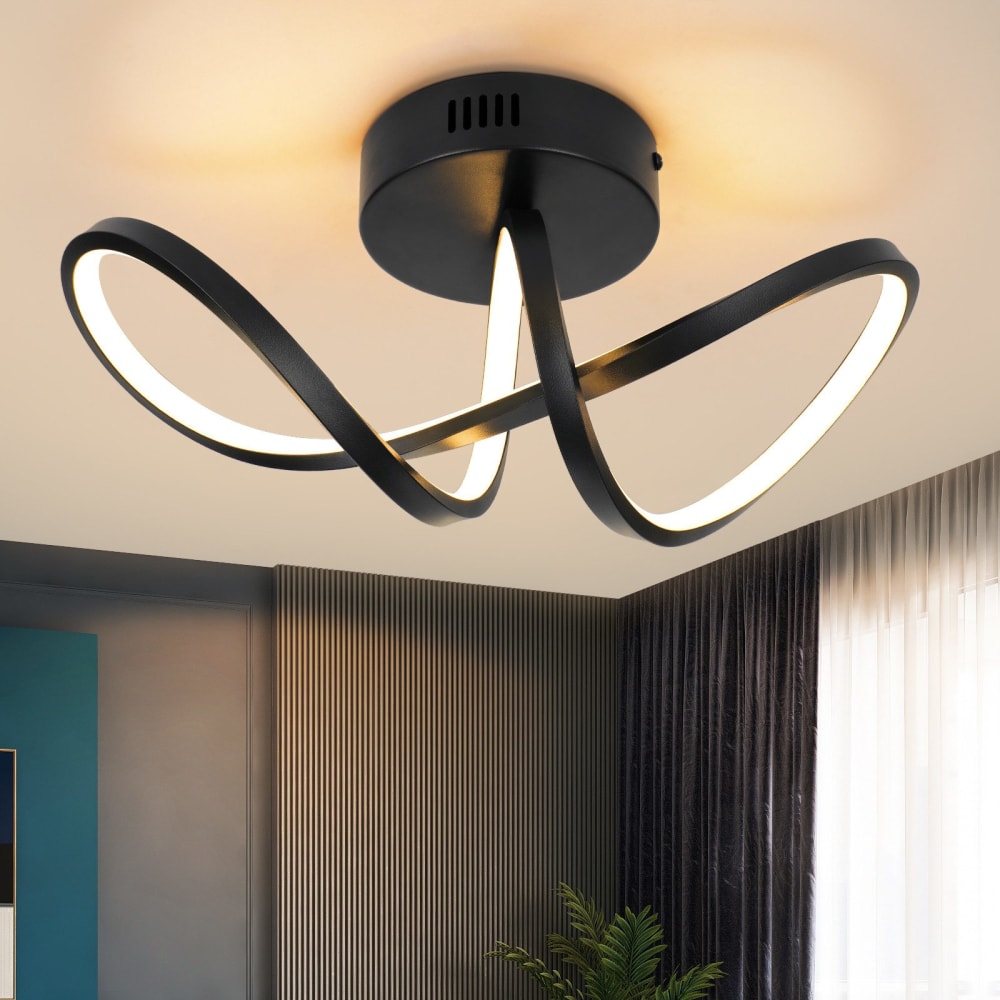 Plafonnier en aluminium noir 34x14.5x17cm led 3000k 12w — vue 3