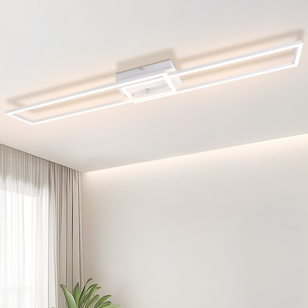 Plafonnier en fer aluminium blanc 102.5x18.5x7.3cm led 3000k 32w — vue 3