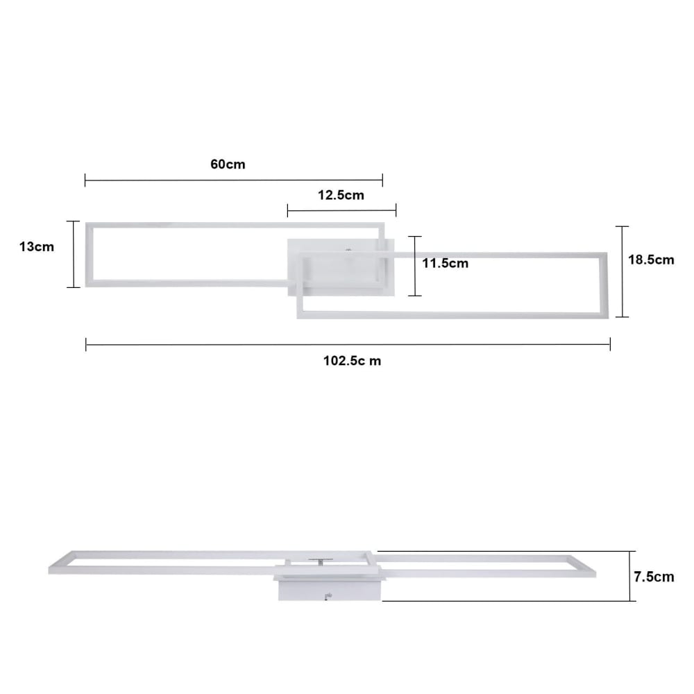 Plafonnier en fer aluminium blanc 102.5x18.5x7.3cm led 3000k 32w — vue 4