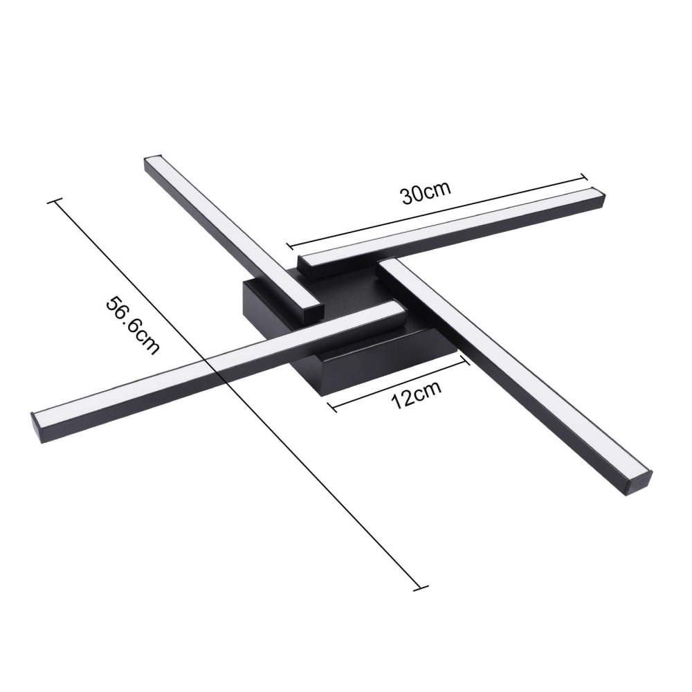 Plafonnier en fer aluminium noir 56.6x56.6x4.8cm led 3000k 24w — vue 4