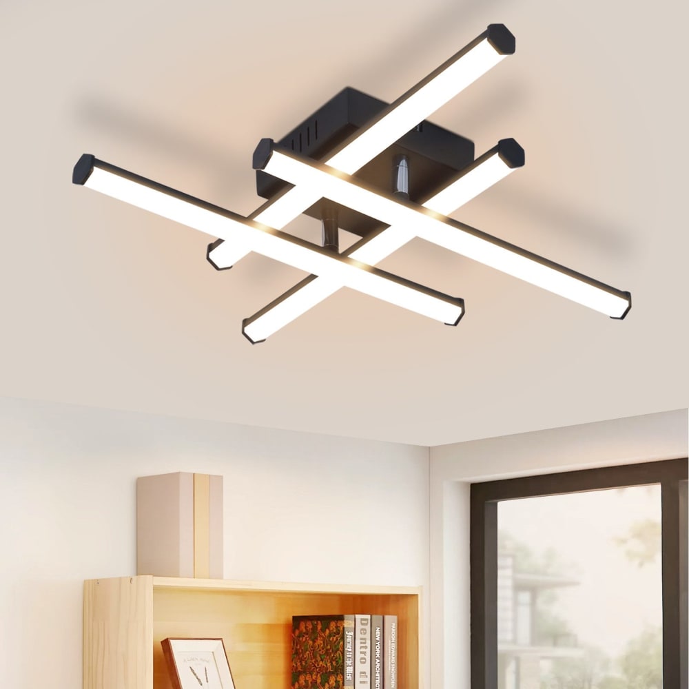 Plafonnier en fer noir 44x12x6cm led 3000k 24w — vue 3