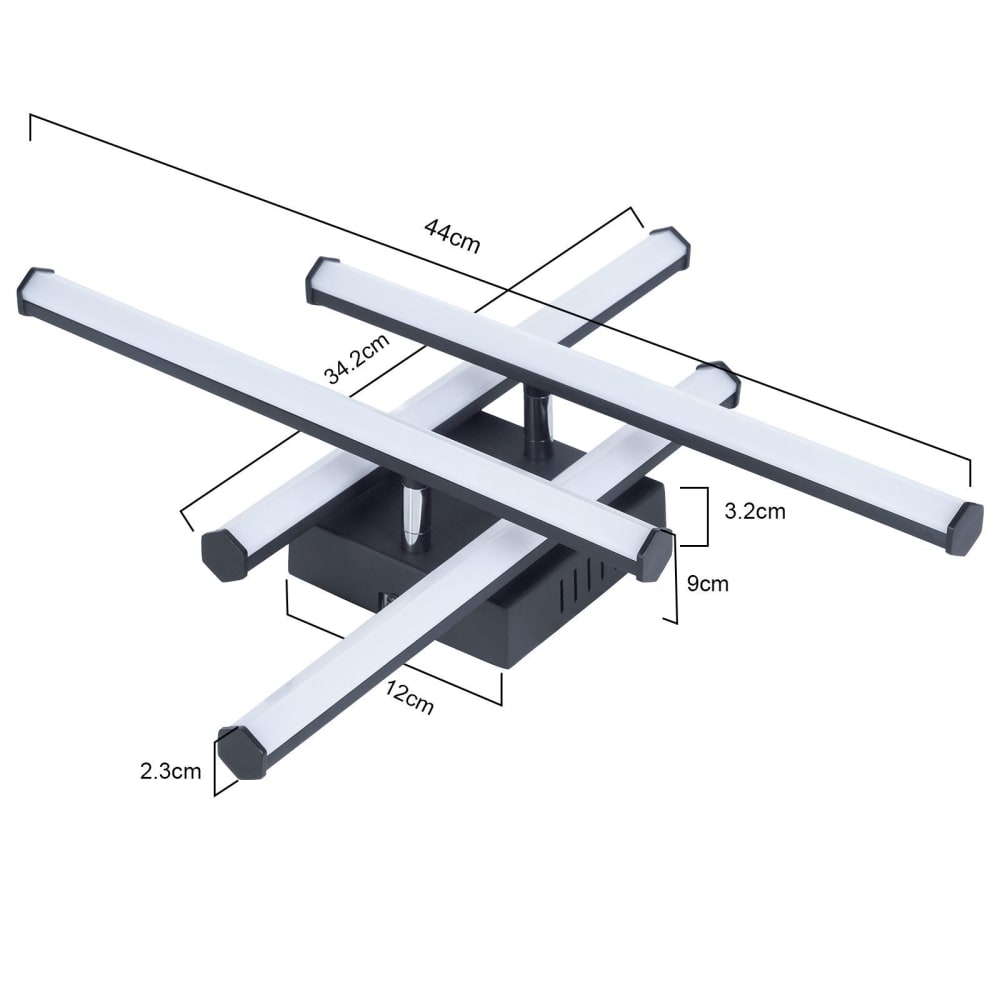 Plafonnier en fer noir 44x12x6cm led 3000k 24w — vue 4