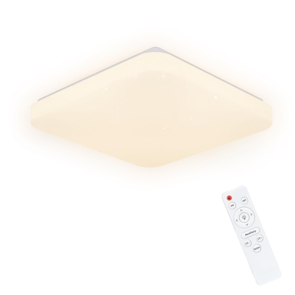 Plafonnier en plastique blanc 28x28x4cm led intensité variable 37w