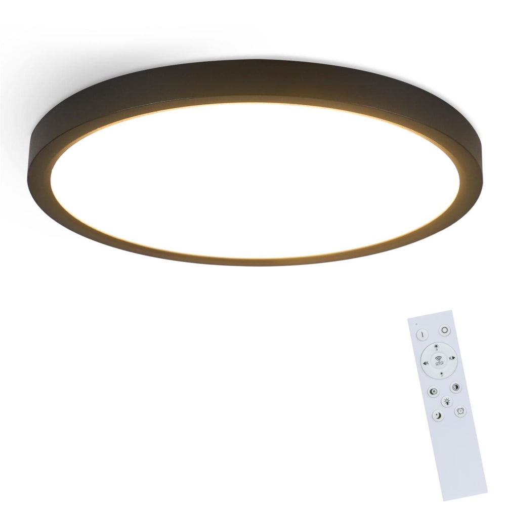 Plafonnier en pvc noir 26x26x6cm led intensité variable 30w
