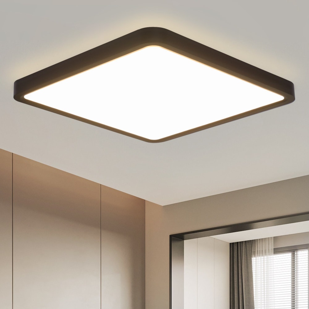 Plafonnier en plastique noir 23x23x2.4cm led 4000k 18w — vue 3