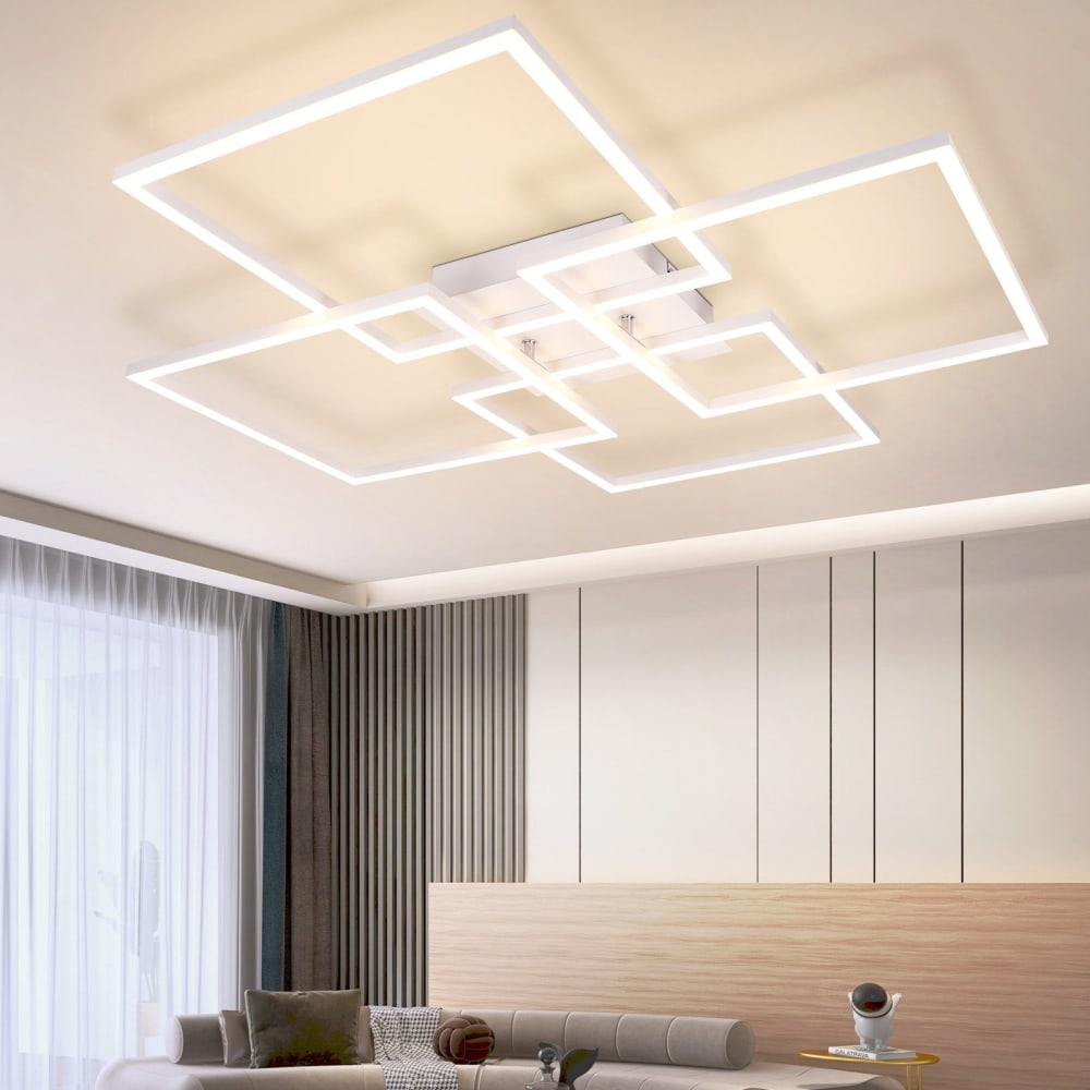 Plafonnier en fer aluminium blanc 72.4x72.4x7.3cm led 3000k 32w — vue 3